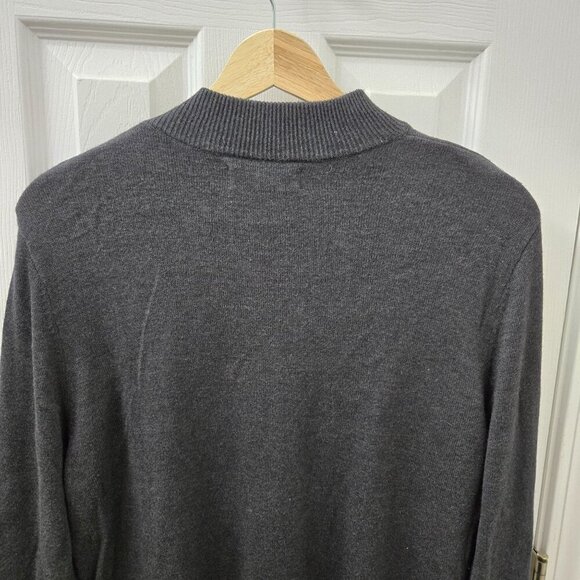 Joan Vass Sweater Womens Large Charcoal gray Toggle Shoulder Detail Soft Cozy - Picture 10 of 14